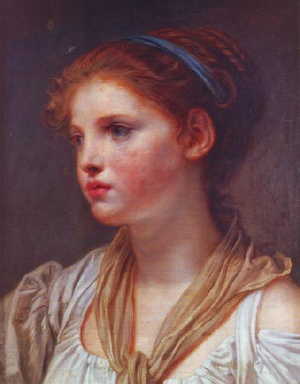 Jean-Baptiste Greuze Portrait de jeune fille au ruban bleu oil painting picture